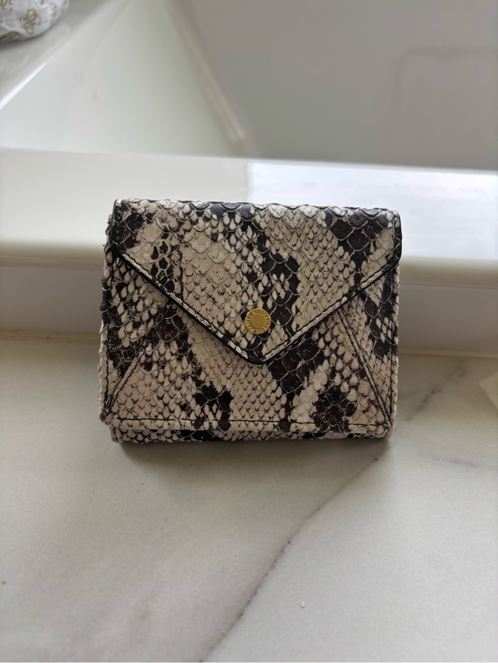 Snake-Print Envelope Aimee Kestenberg Wallet - Black & Cream